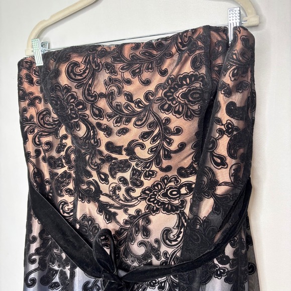 Adrianna‎ Papell Dress Womens Size 20W Black Lace Strapless Blue Evening Party - Picture 4 of 14